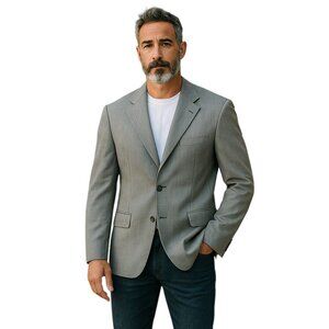 Christian Brooks Blazer Mens 40R Gray Single Breasted Formal Sport Coat